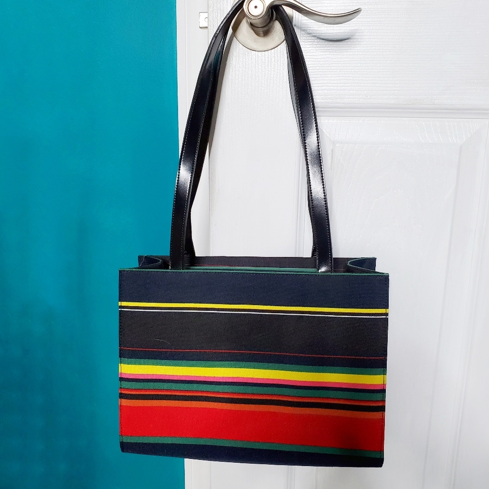 Vintage Purse Navy Red Yellow Stripe NWOT